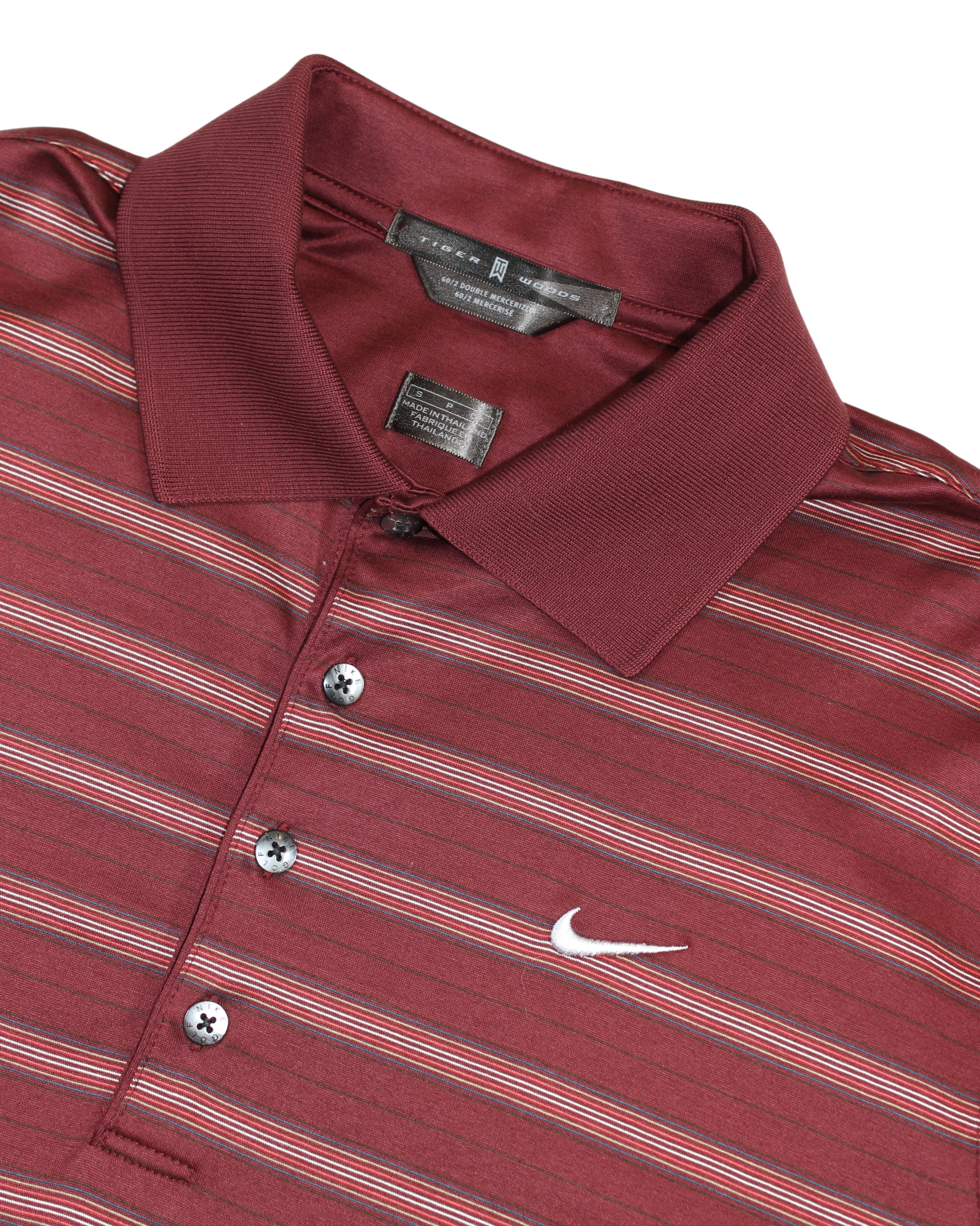Nike Tiger Woods Burgundy/Maroon Striped Polo