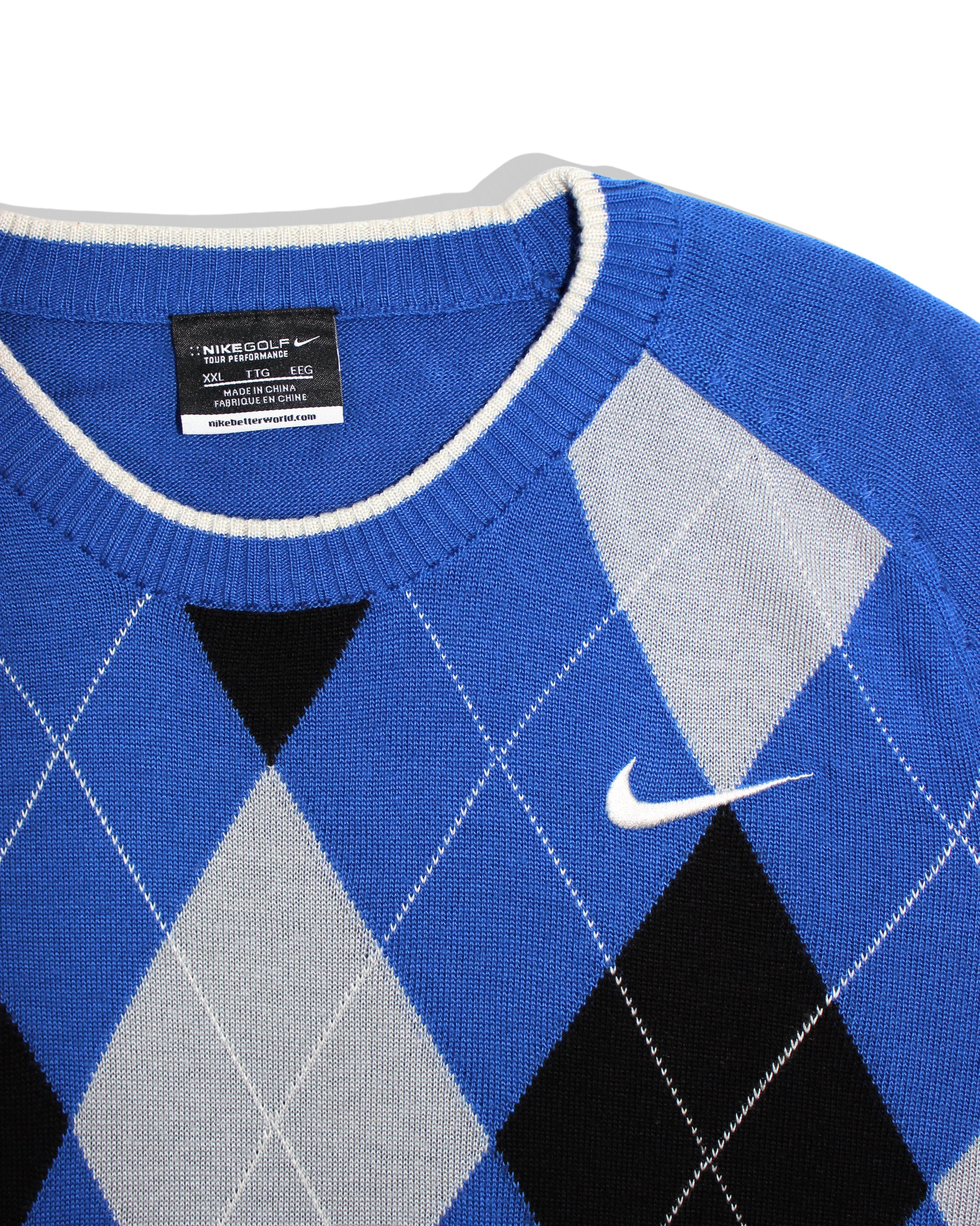 Nike Golf Bright Blue Diamond Pattern Jumper