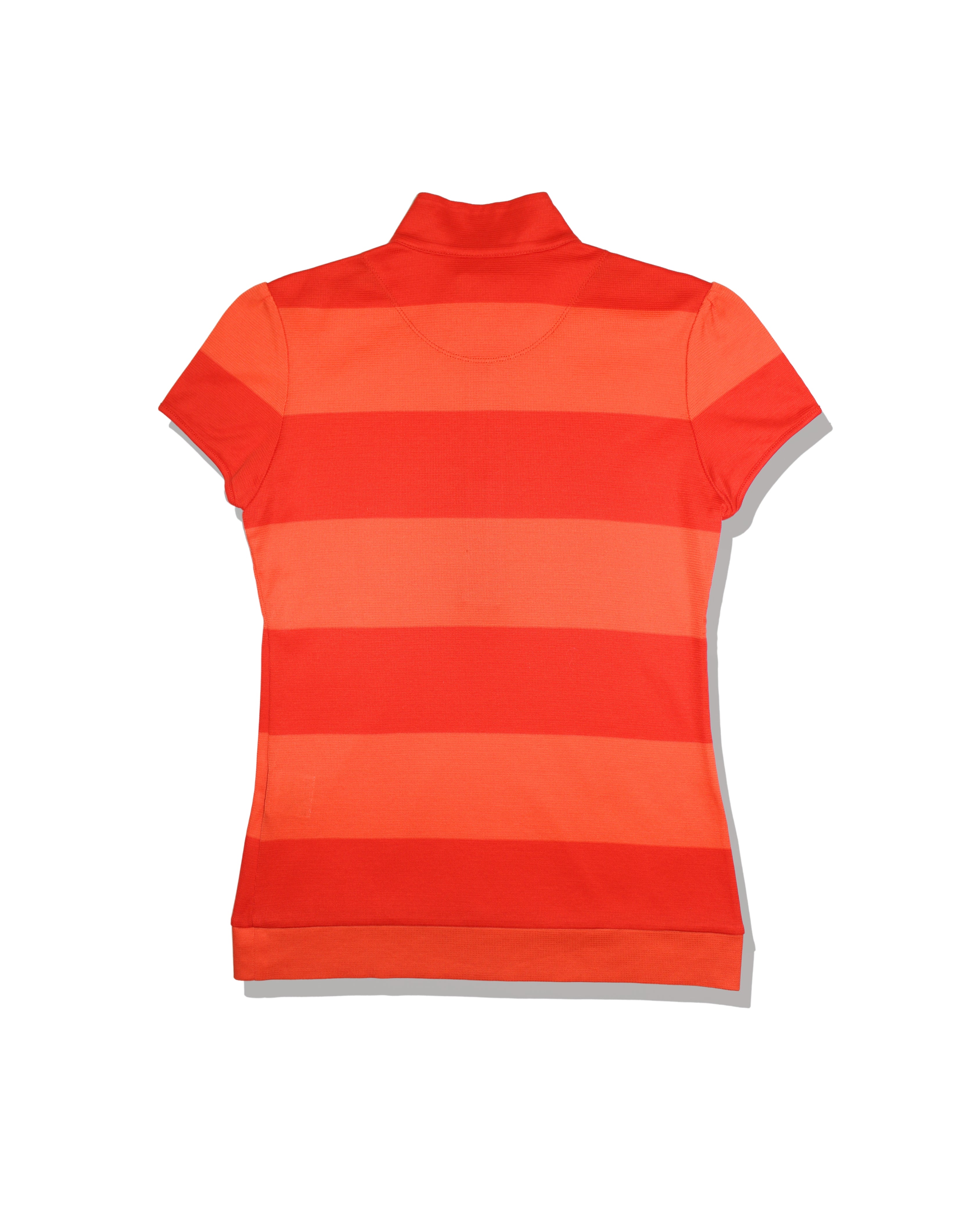Burberry Golf Womens Orange Striped Zip Polo