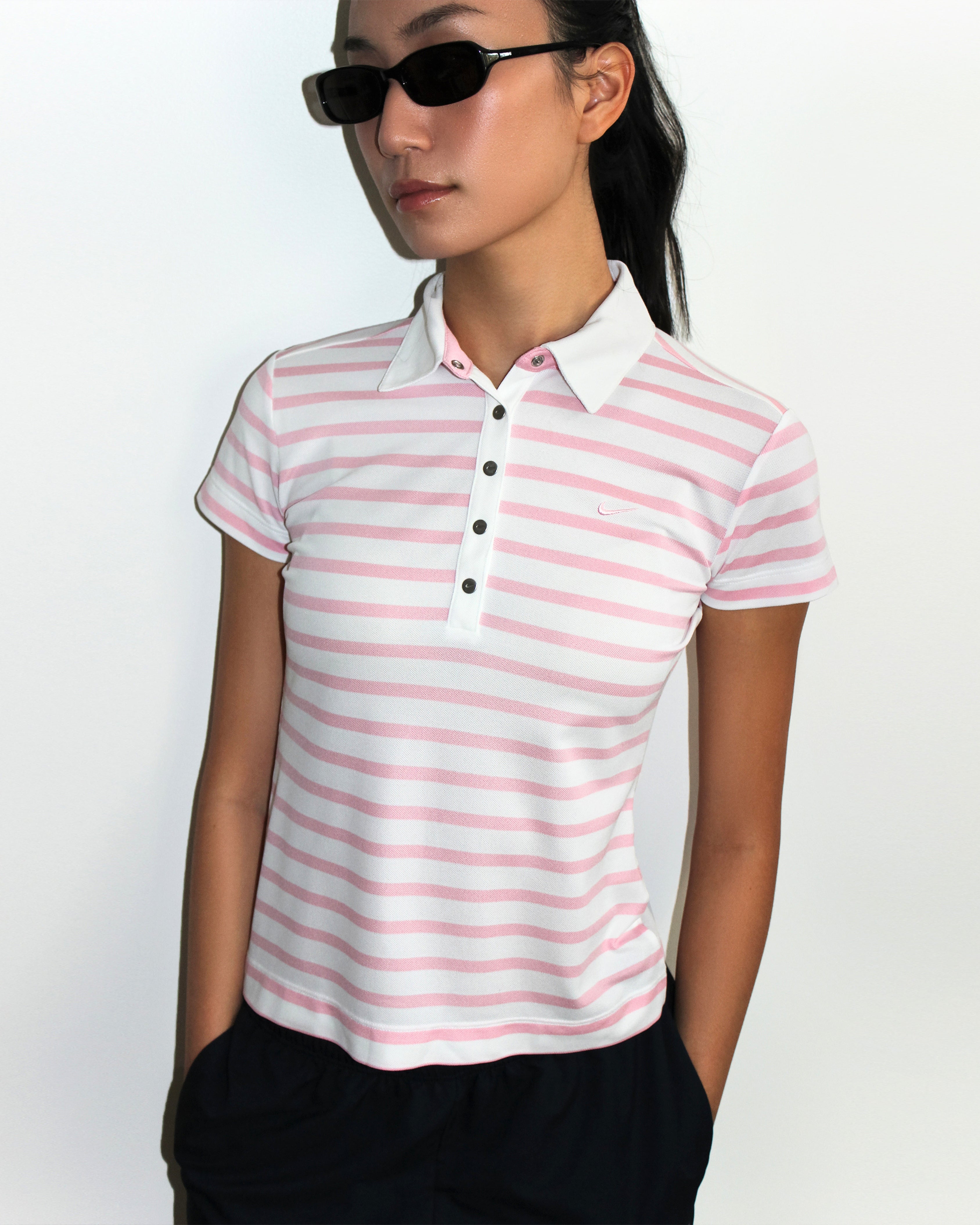 Nike Golf Womens Pink Striped Polo