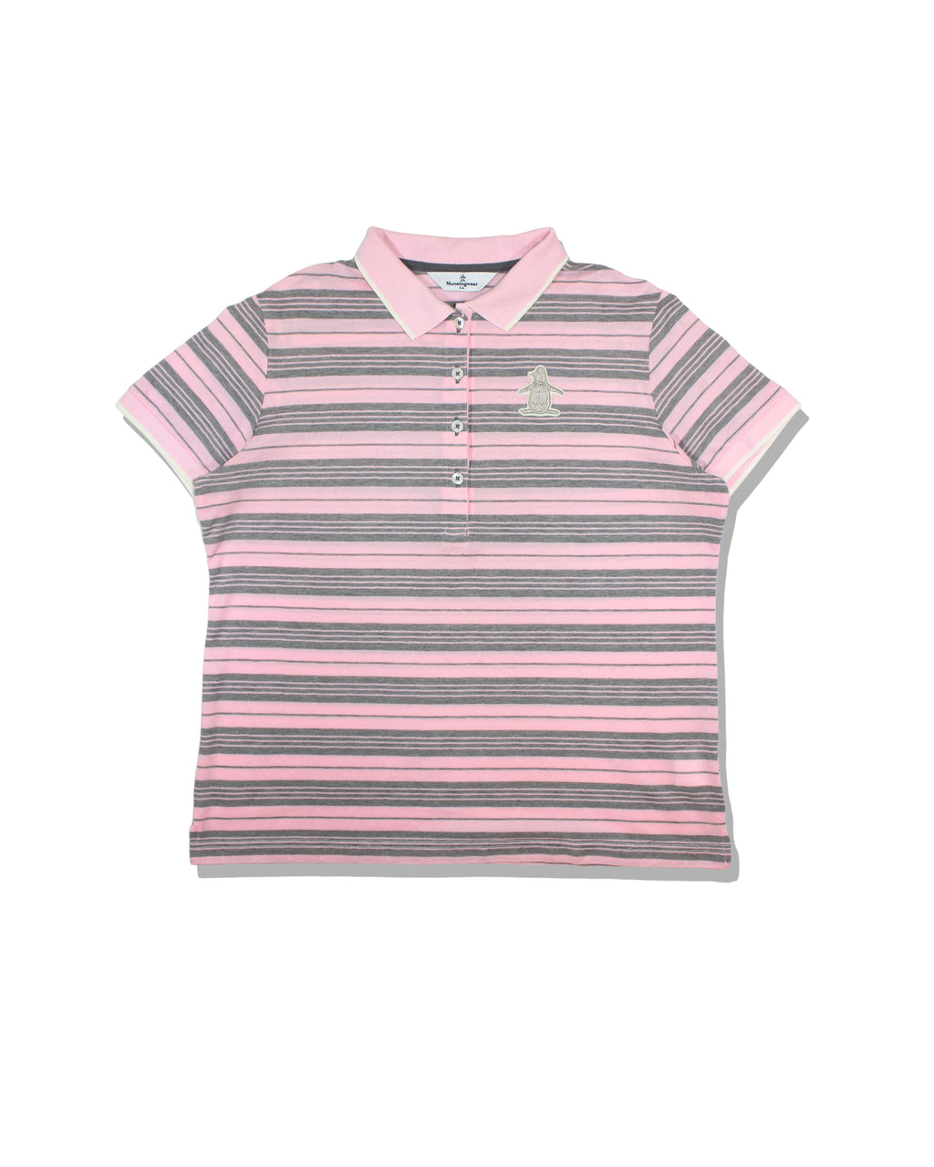 Munsingwear Womens Pink Grey Striped Golf Polo