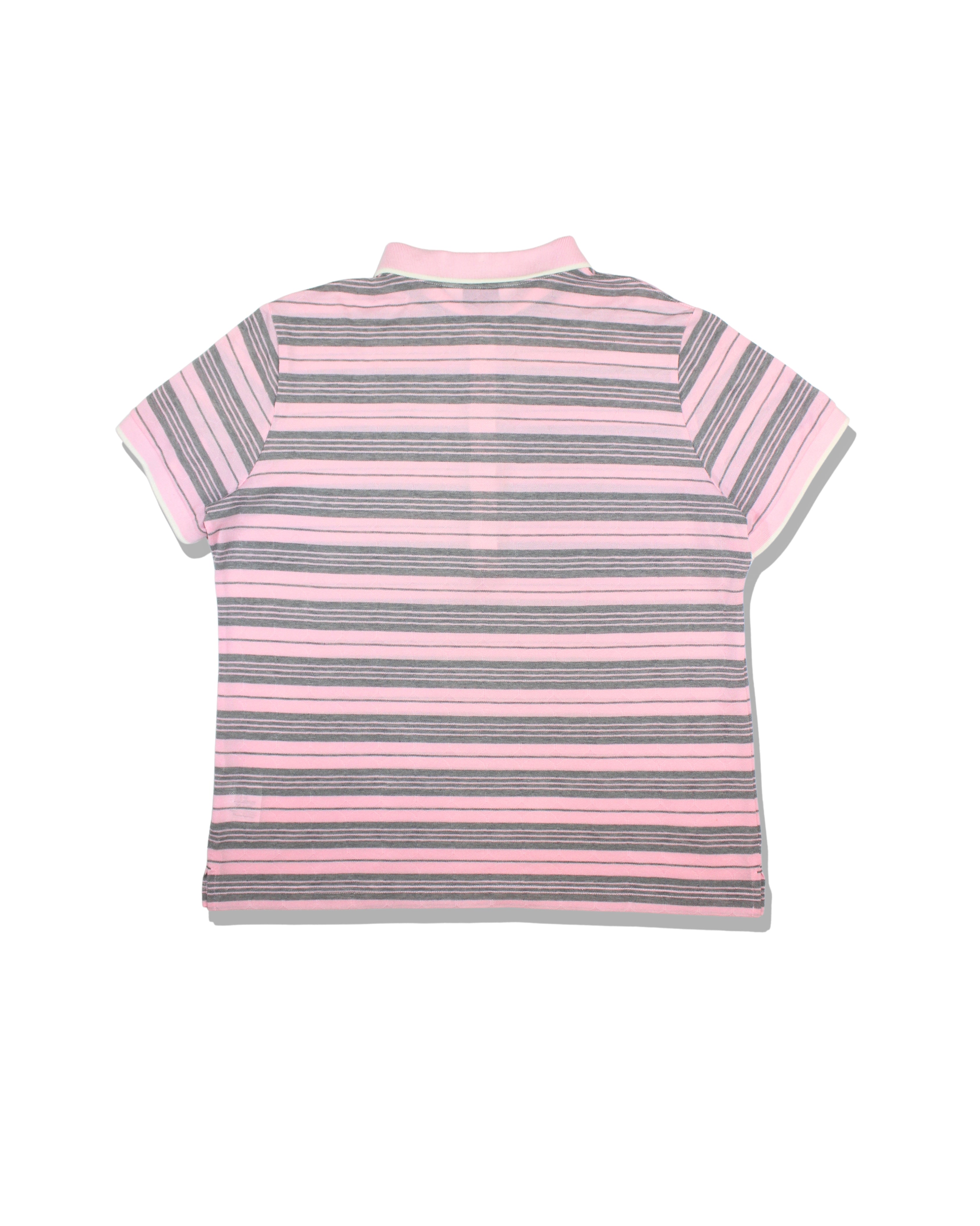 Munsingwear Womens Pink Grey Striped Golf Polo