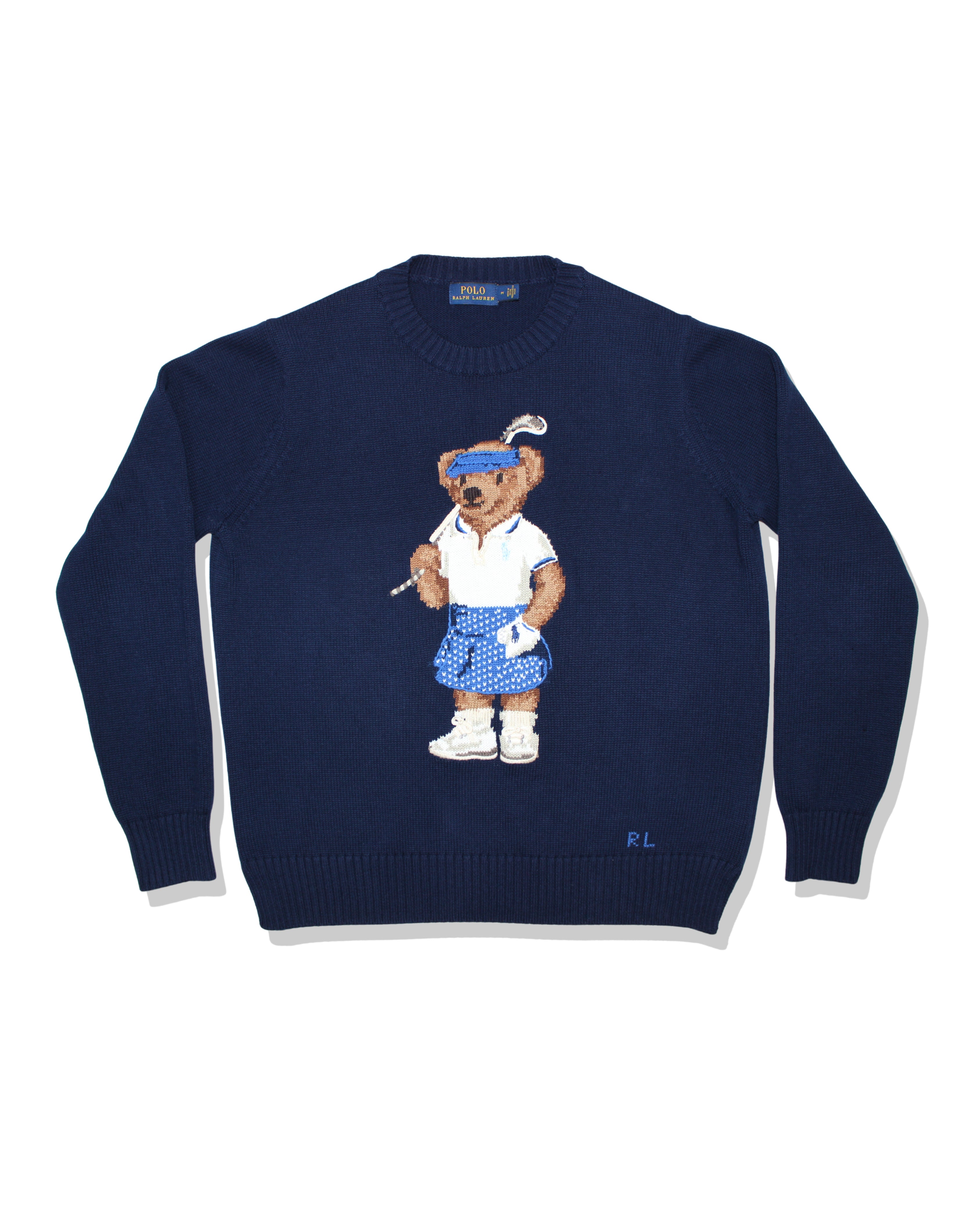 Ralph Lauren Womens Navy Golf Bear Knit Jumper