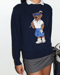 Ralph Lauren Womens Navy Golf Bear Knit Jumper