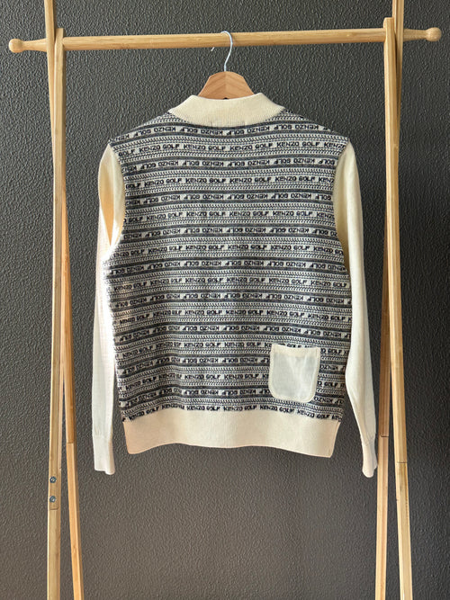 Kenzo Golf Monogram Stripe Half-zip Sweater