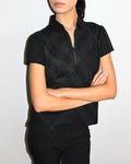 Burberry Golf Womens Black Zip Polo