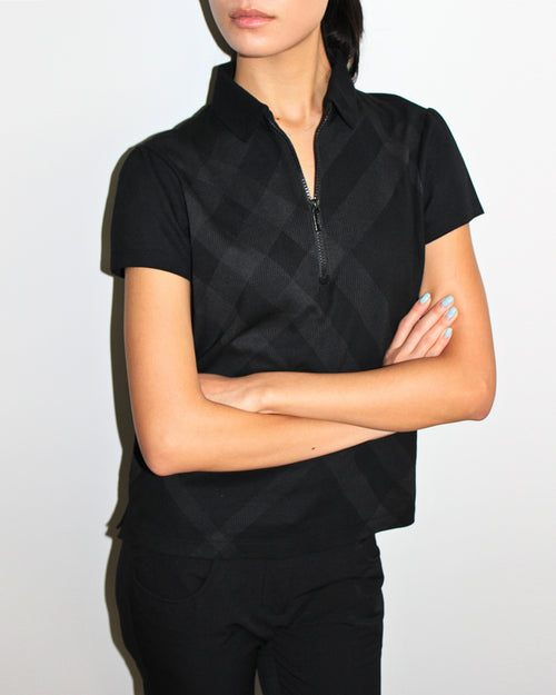 Burberry Golf Womens Black Zip Polo